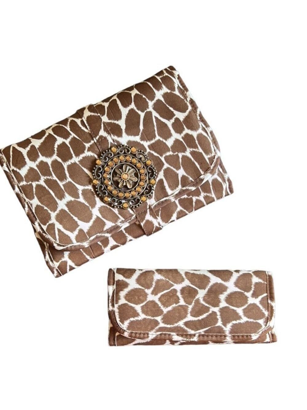 Giraffe Print Bejeweled 2 Piece Jewelry or Makeup Travel Case